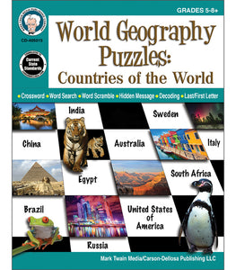 World Geography Puzzles: Countries of the World, Grades 5 - 8+