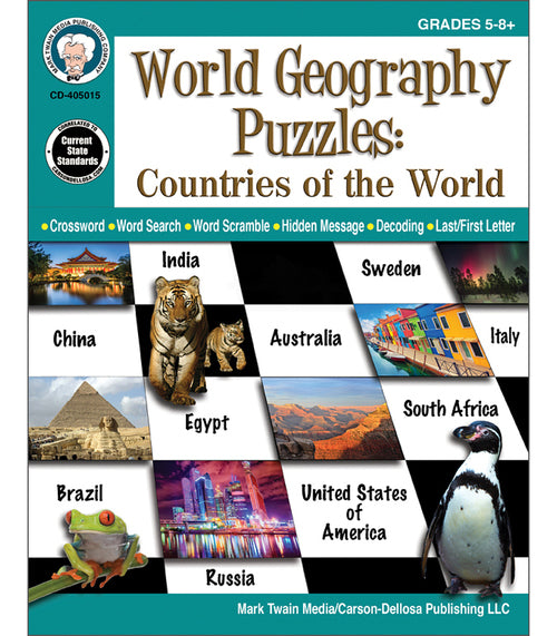 World Geography Puzzles: Countries of the World, Grades 5 - 12