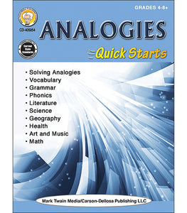 Analogies Quick Starts Workbook, Grades 4 - 12